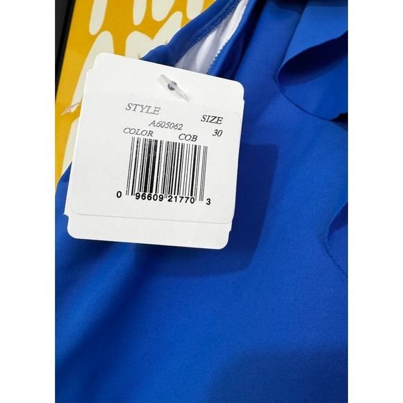 Penbrooke Women's One Piece Swimsuit - Size 30 - Royal Blue Ruffle Neckline -NWT - Picture 3 of 4